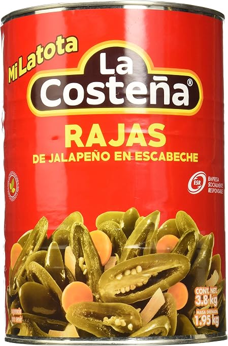 Rajas Jalapeño 3.8Kg La Costeña Mi Latota