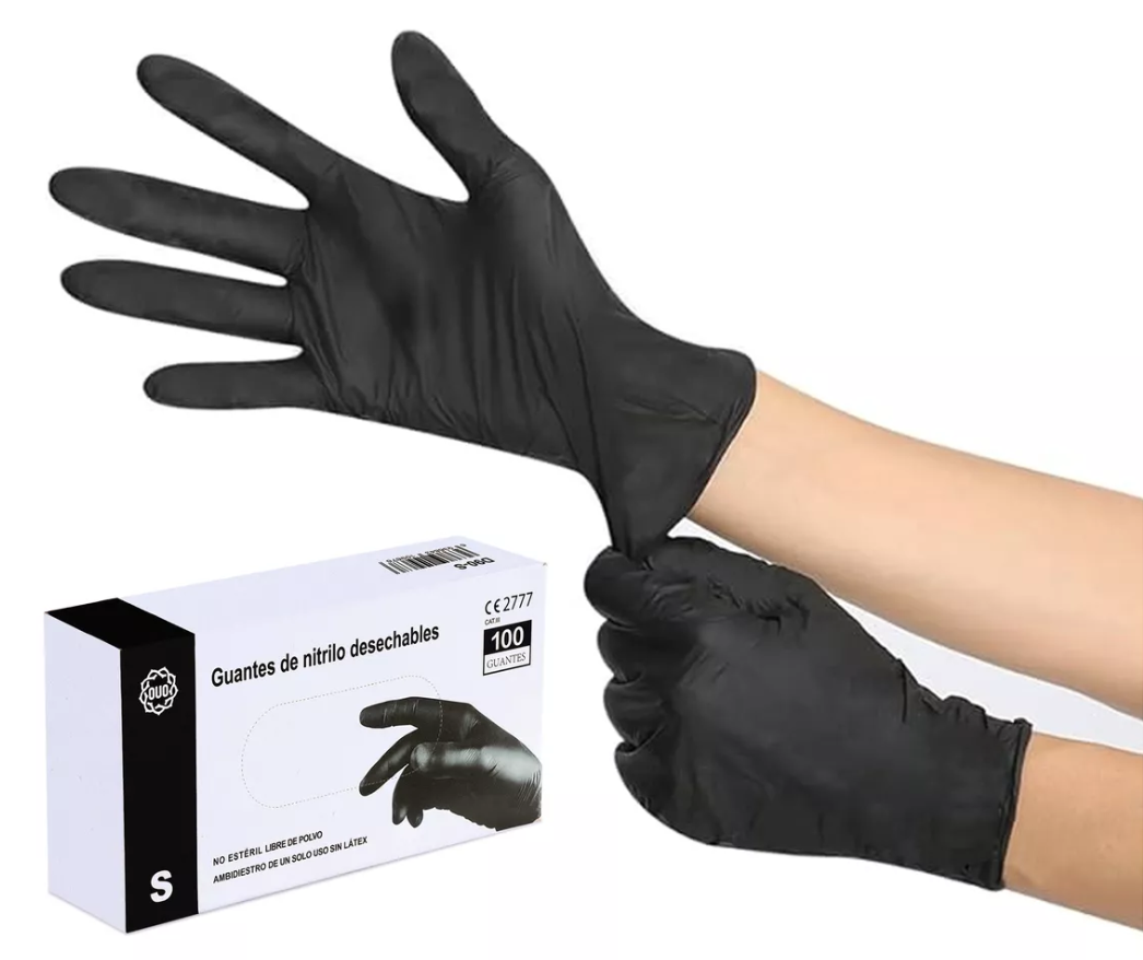 Guantes Negros Nitrilo 100pzs