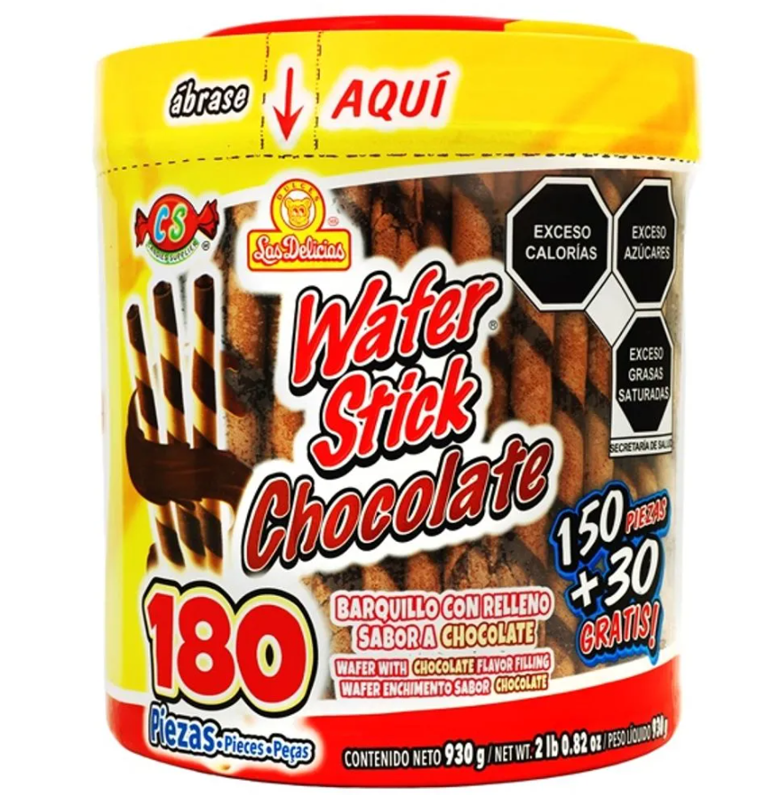 Galletas Wafer Stick Vitrolero 180p