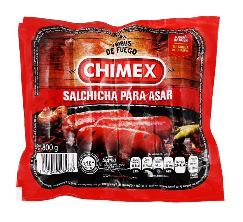 Salchicha Para Asar 800gms Chimex